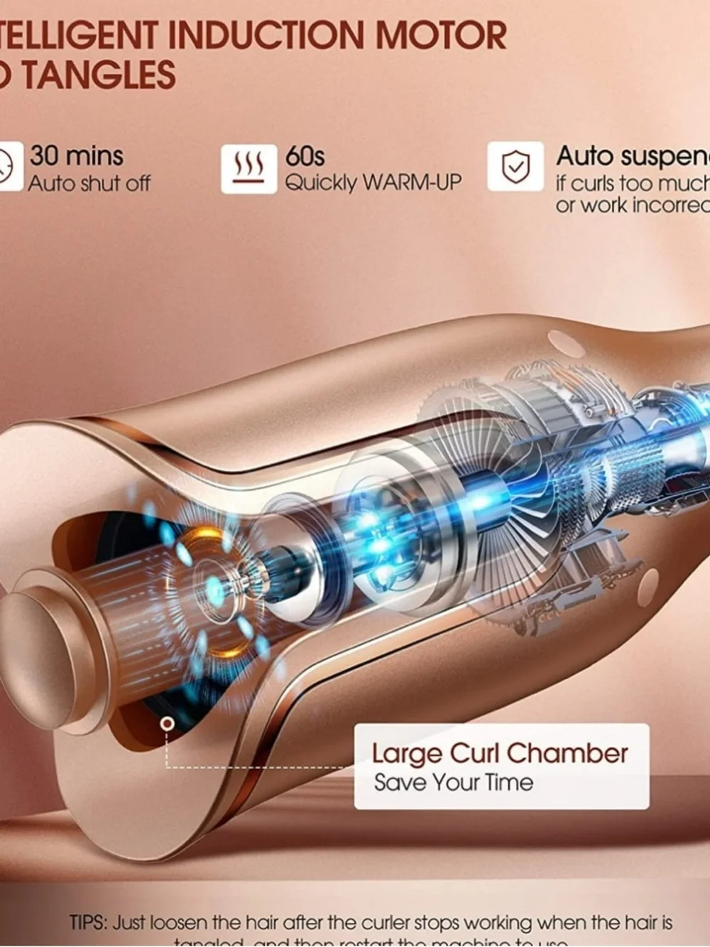Automatic Hair Curler with 4 Temperature Settings, Auto-Rotating Ceramic Curling
